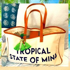 Tropical State of Mind BAG ⭐️ CANVAS TOTE BAG - BEACH- VACATION NWOT BY MAGID